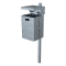 Square litter bin with cover, with ashtray | hot dipped galvanized | with standingpost 60x1300mm